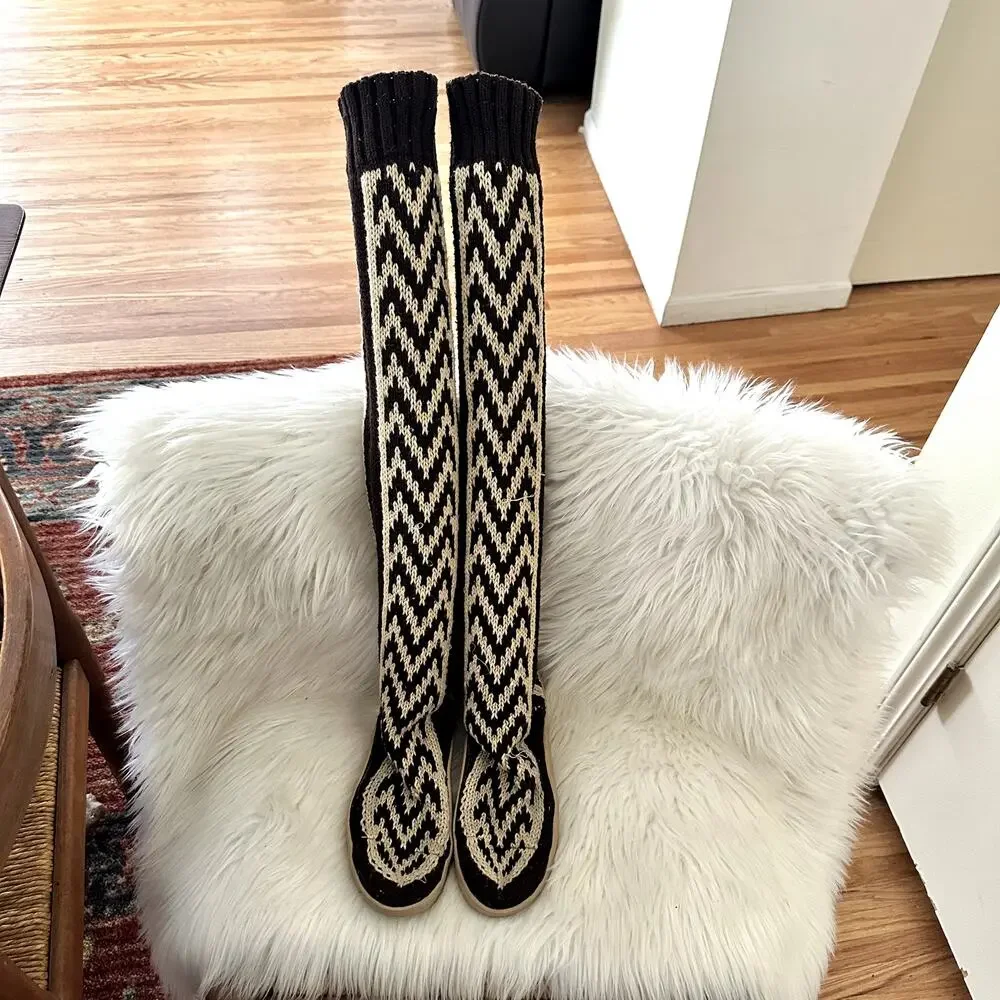 Gypsyz Kitted Over The Knee Sweater Sock Boots Sz 8 - Picture 2 of 7